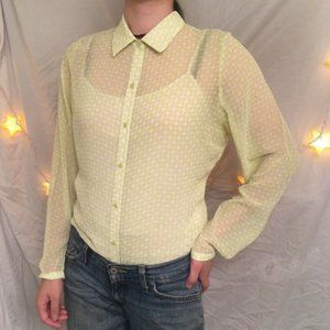 A.N.A Light Green White Sheer Blouse